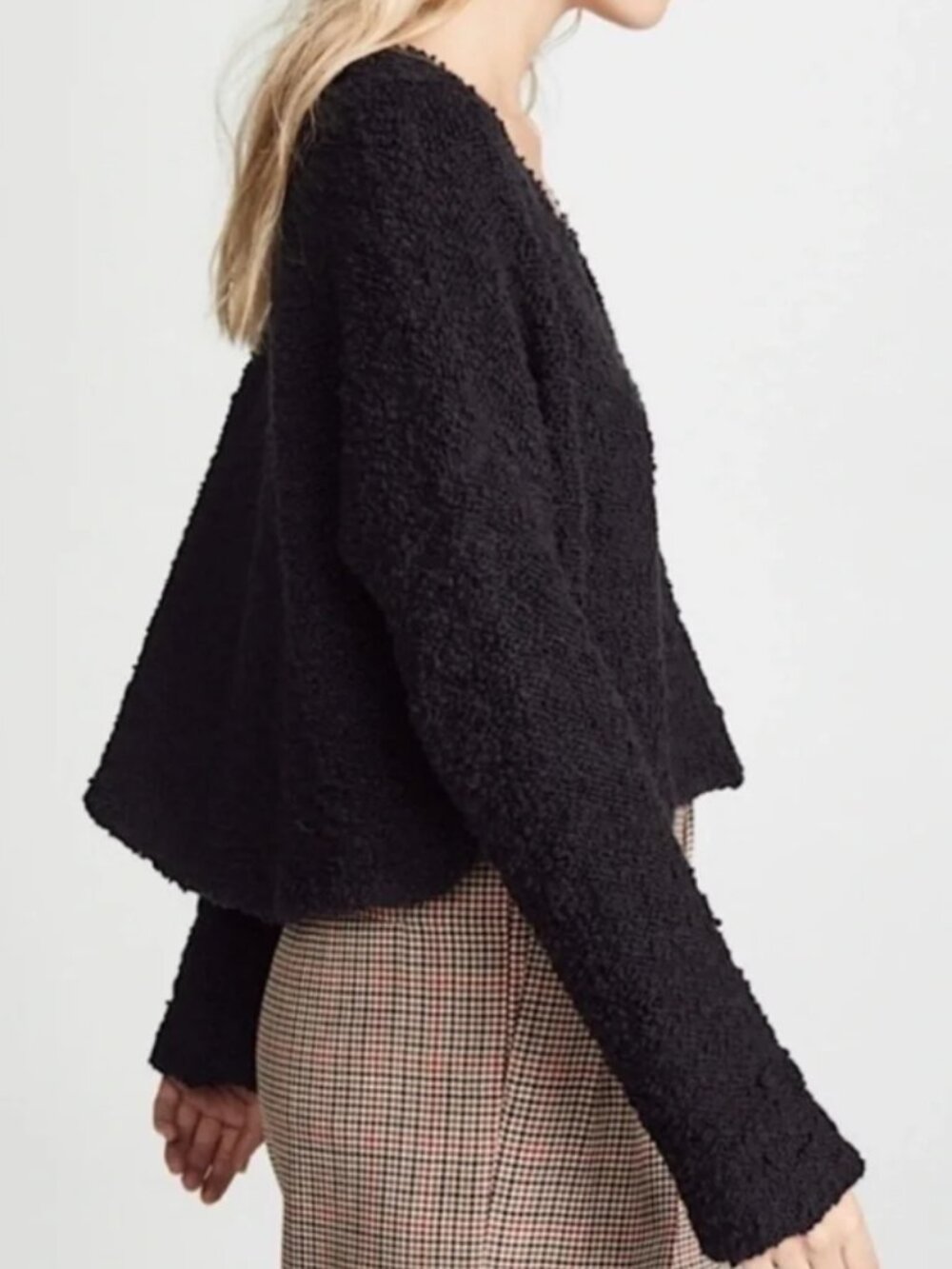 Free People Popcorn Pullover Sweater Black Size Small Oversized